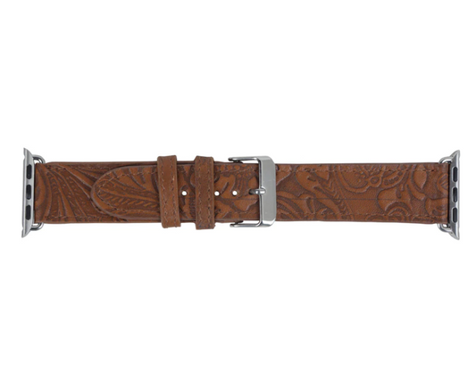 Apple Watchband - Brown Genuine Embossed Leather