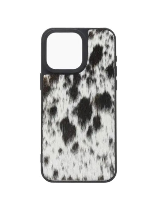 Phone Case for iPhone - Black & White Hair On Cowhide