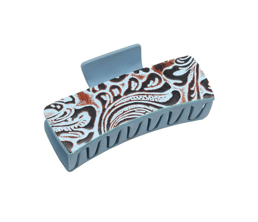 Hair Claw Clip Genuine Embossed Leather