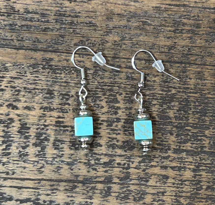 Turquoise & Silver Earrings - Sterling Silver Hooks