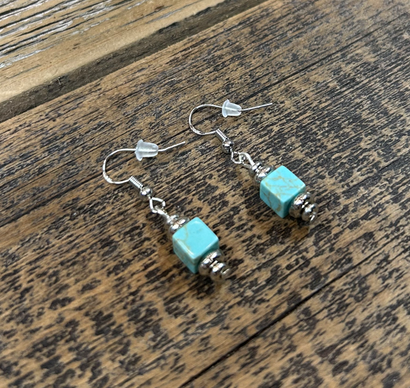 Turquoise & Silver Earrings - Sterling Silver Hooks