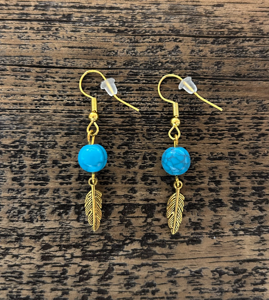 Gold Feather & Turquoise