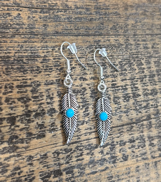 Feather Earrings - Sterling Silver Hooks