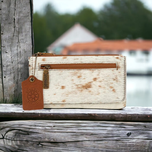 Western Wallet Cowhide Wallet Bifold Myra Wallet - BROWN TONES