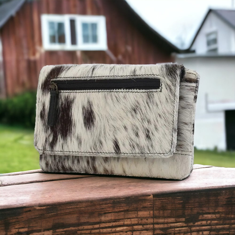 Western Wallet Cowhide Wallet Bifold Myra Wallet - BLACK TONES