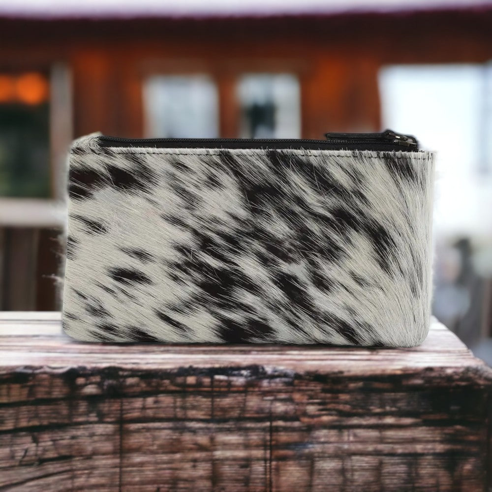 Western Wallet Cowhide Wallet Bifold Myra Wallet - BLACK TONES