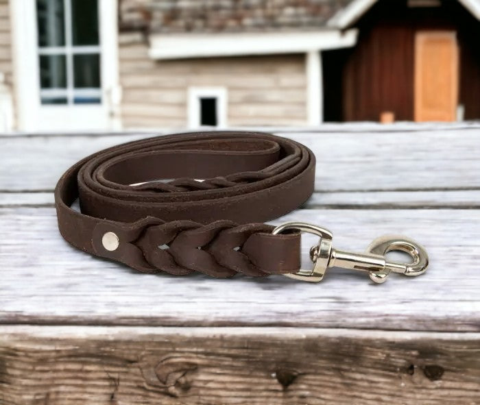 Genuine Leather Dog Leash - 60" Dark Oil
