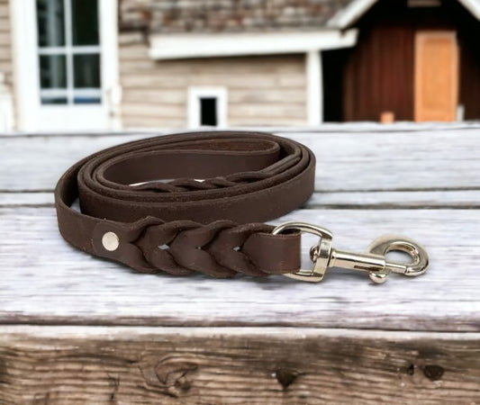Genuine Leather Dog Leash - 60" Dark Oil