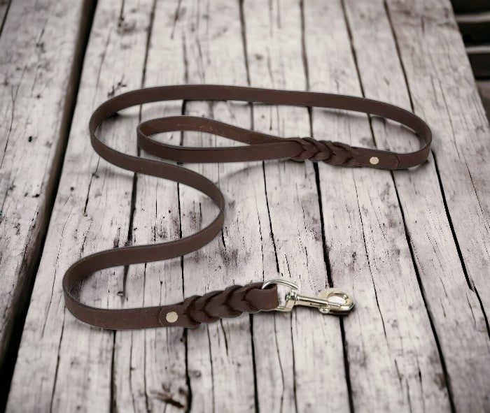 Genuine Leather Dog Leash - 60" Dark Oil