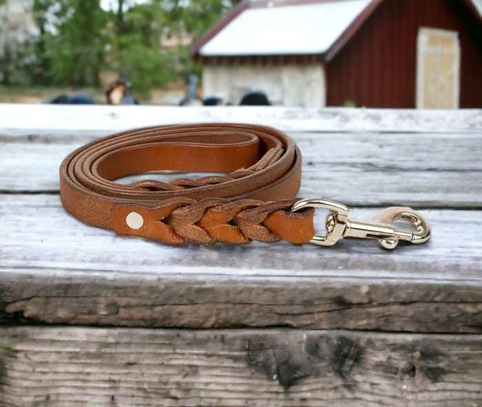 Genuine Leather Dog Leash - 60" Medium Oil